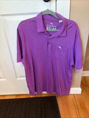 Final sale-Tommy Bahama Purple Relax Polo with Chest Pocket